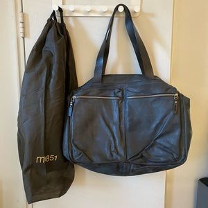 [m0851] Weekender leather bag. #Dark Gray